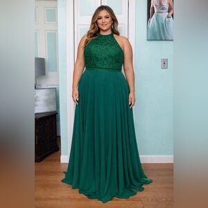 Size 24 Clarisse Prom Forest Green 2 piece dress NWT Gala Ball Plus